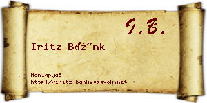 Iritz Bánk névjegykártya
